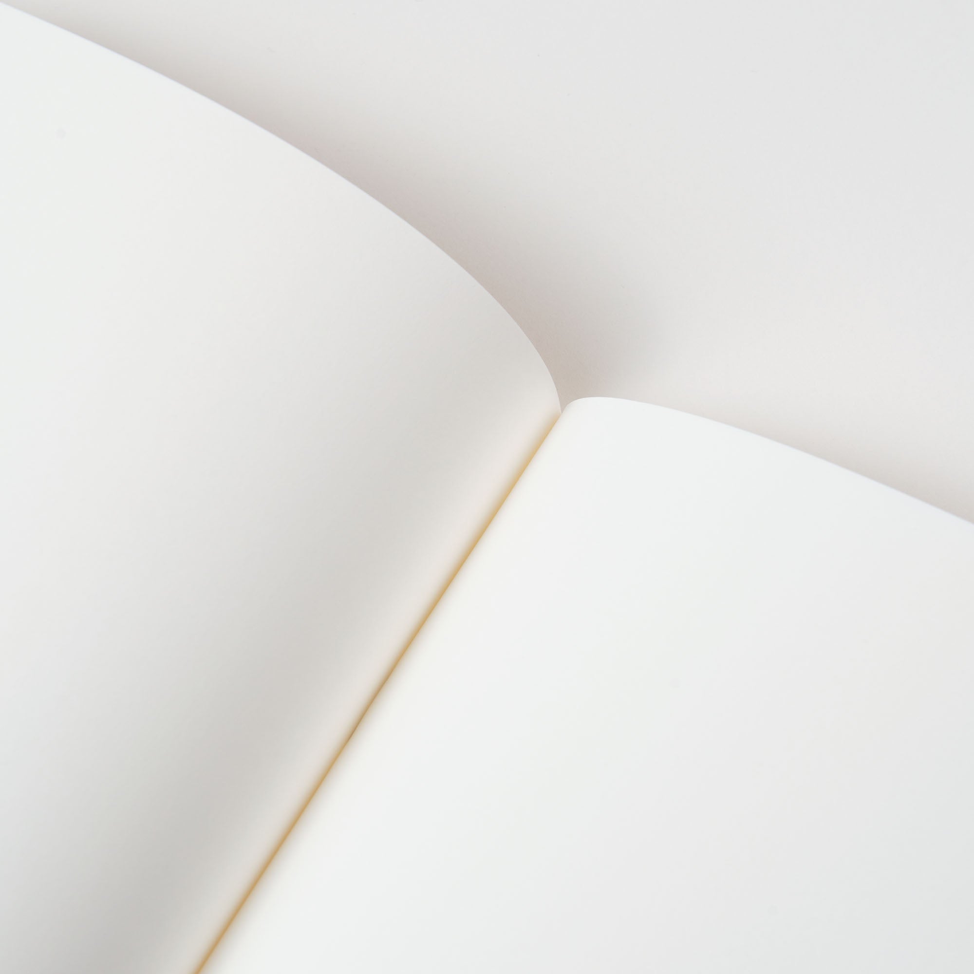 Von oben fotografiert, zeigen die Desktop Edition-Notizhefte von paperlux.store offene, leere Seiten in einem hellen Cremeton, der mit dem Hintergrund verschmilzt und eine minimalistische und klare Ästhetik bietet, die dem übersichtlichen Layout einer Excel-Tabelle ähnelt.