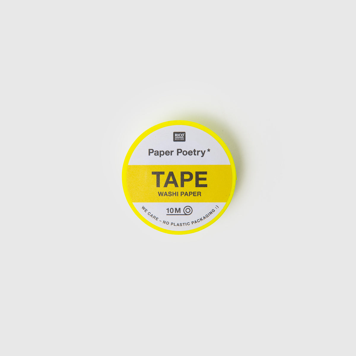 Eine Ansicht von oben auf eine Rolle Paper Poetry Washi Tape – Neongelb.